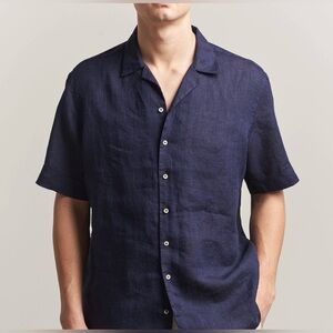 Vintage Men's Deep Blue Casual Shirt